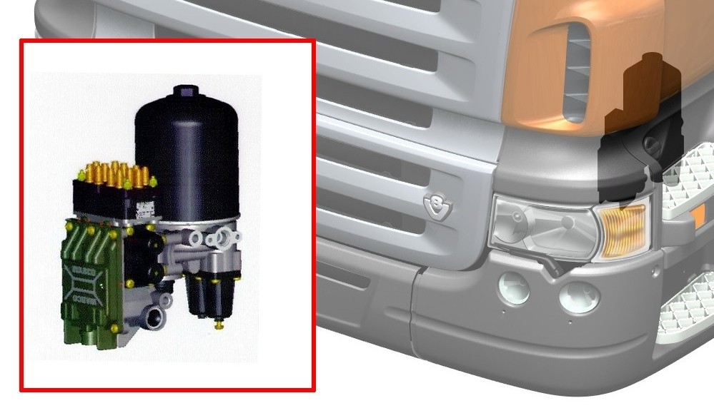 Scania truck detail. APS, air processing system.
Illustration: Semcon Informatic Graphic Solutions 2004
