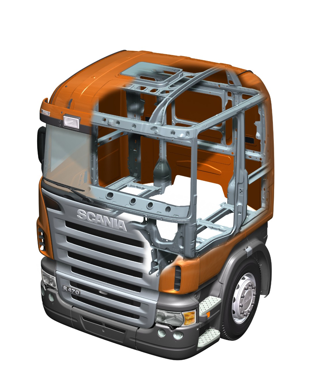 Scania Cab skeleton R-series sleeper cab.

Illustration. Semcon Informatic Graphic Solutions 2003

